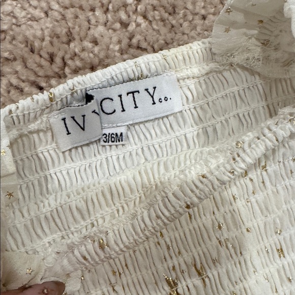 IVY CITY CO midsummer nights dress white gold stars baby 3-6months girl - Picture 3 of 3